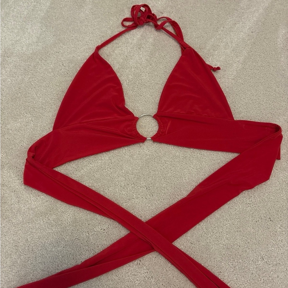 Red Halter Bikini Top